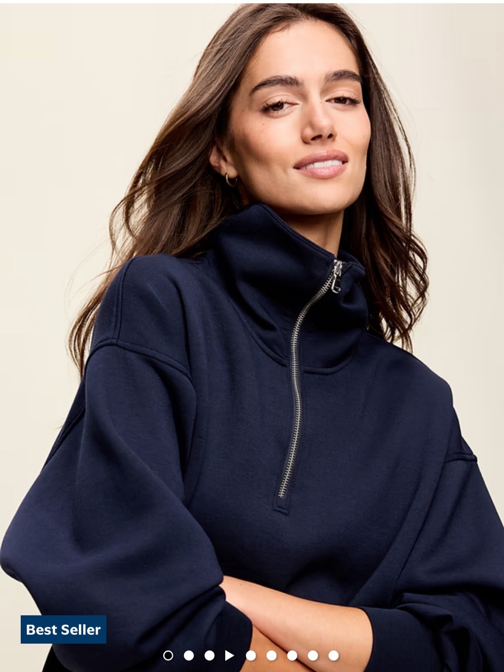 Old Navy Women's Navy Half-Zip Funnel Neck Sweatshirt